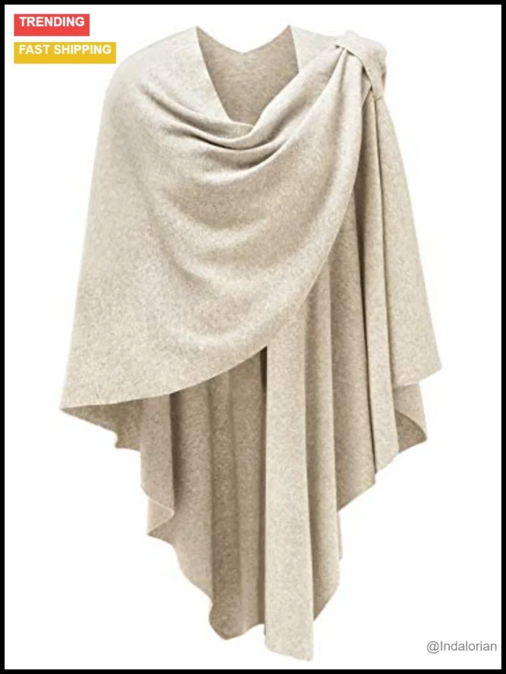 Elegant Cross Front Poncho Shawl Wrap - Soft Viscose, Formal